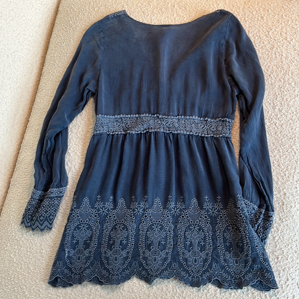 Johnny Was Cupra rayon lace blouse XS Denim color - Picture 5 of 8
